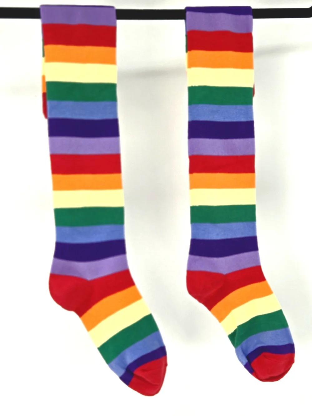 NEW! 🌈 🧦 PRIDE & SOLIDARITY Rainbow Striped HIGH SOCKS CUTE RETRO FUN ONE SIZE